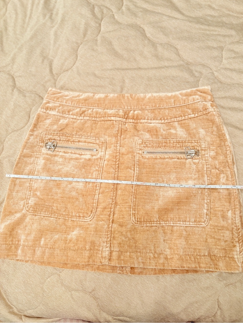✨ Free People Dust to Dust Velvet Mini Skirt Y2K 70s Champagne Utility Moto Boho - Picture 16 of 16